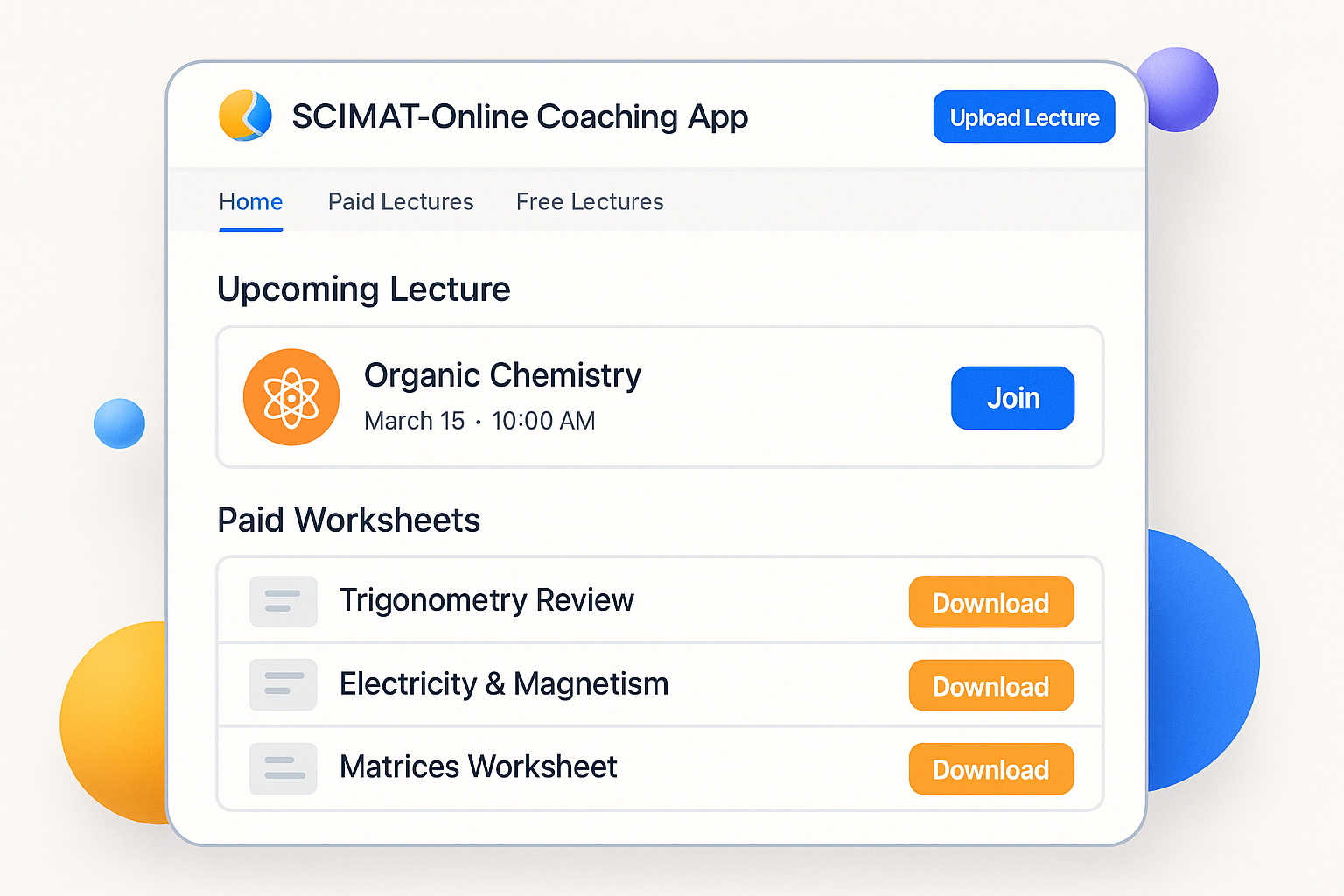 Project SCIMAT-Online Coaching App