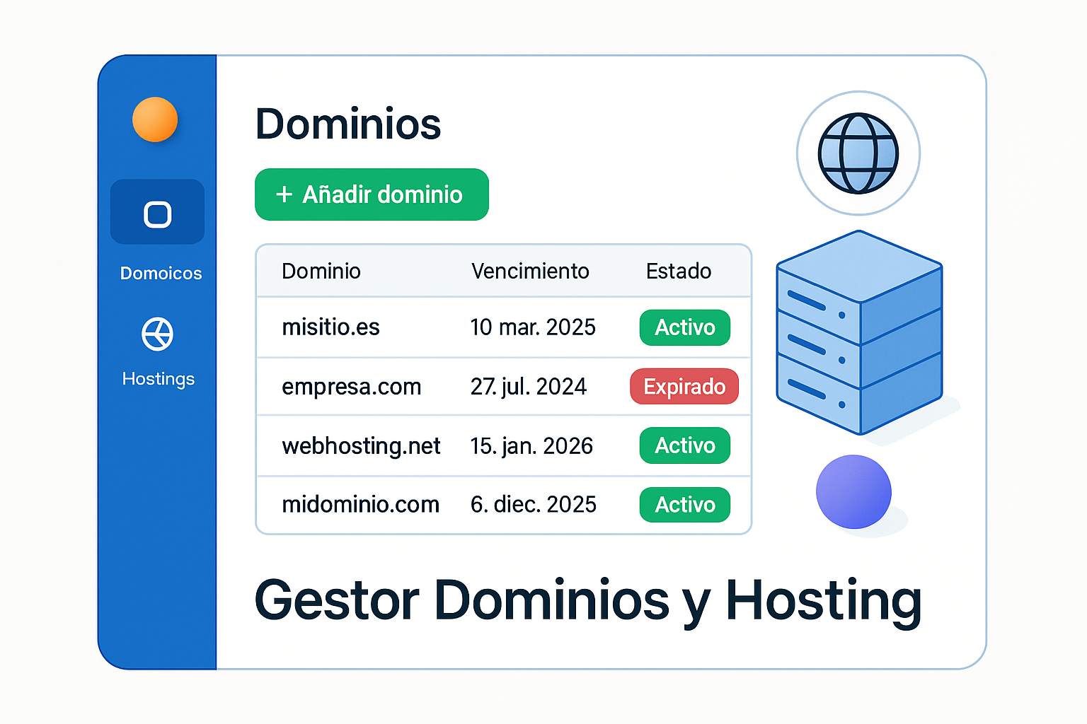 Gestor Dominios y Hosting