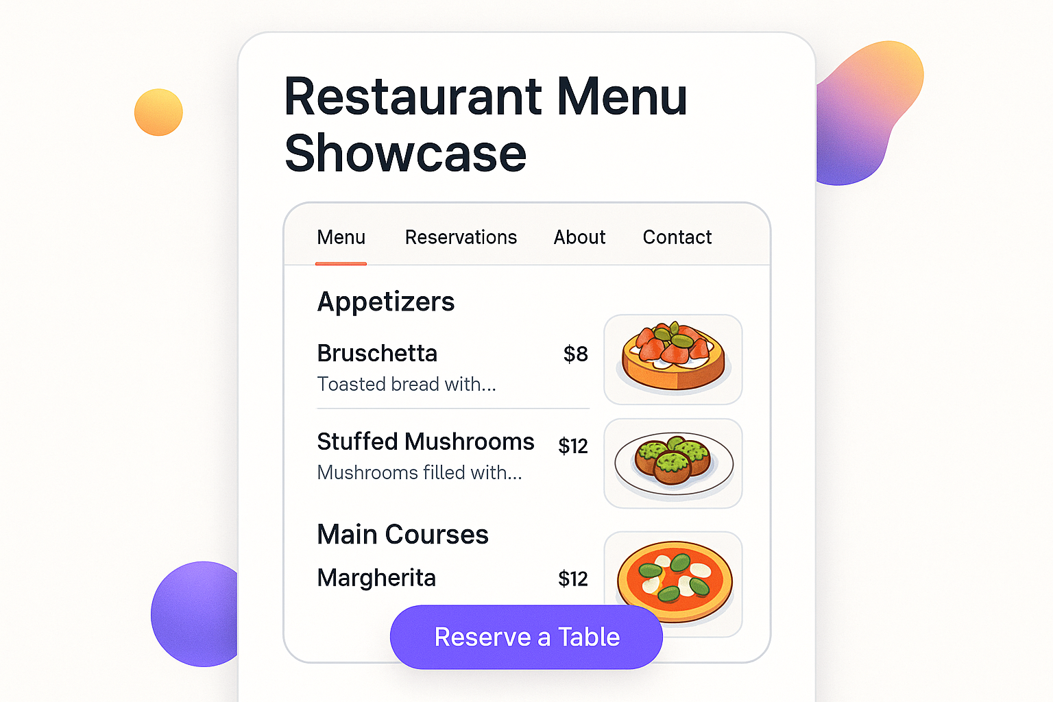 Restaurant Menu Showcase