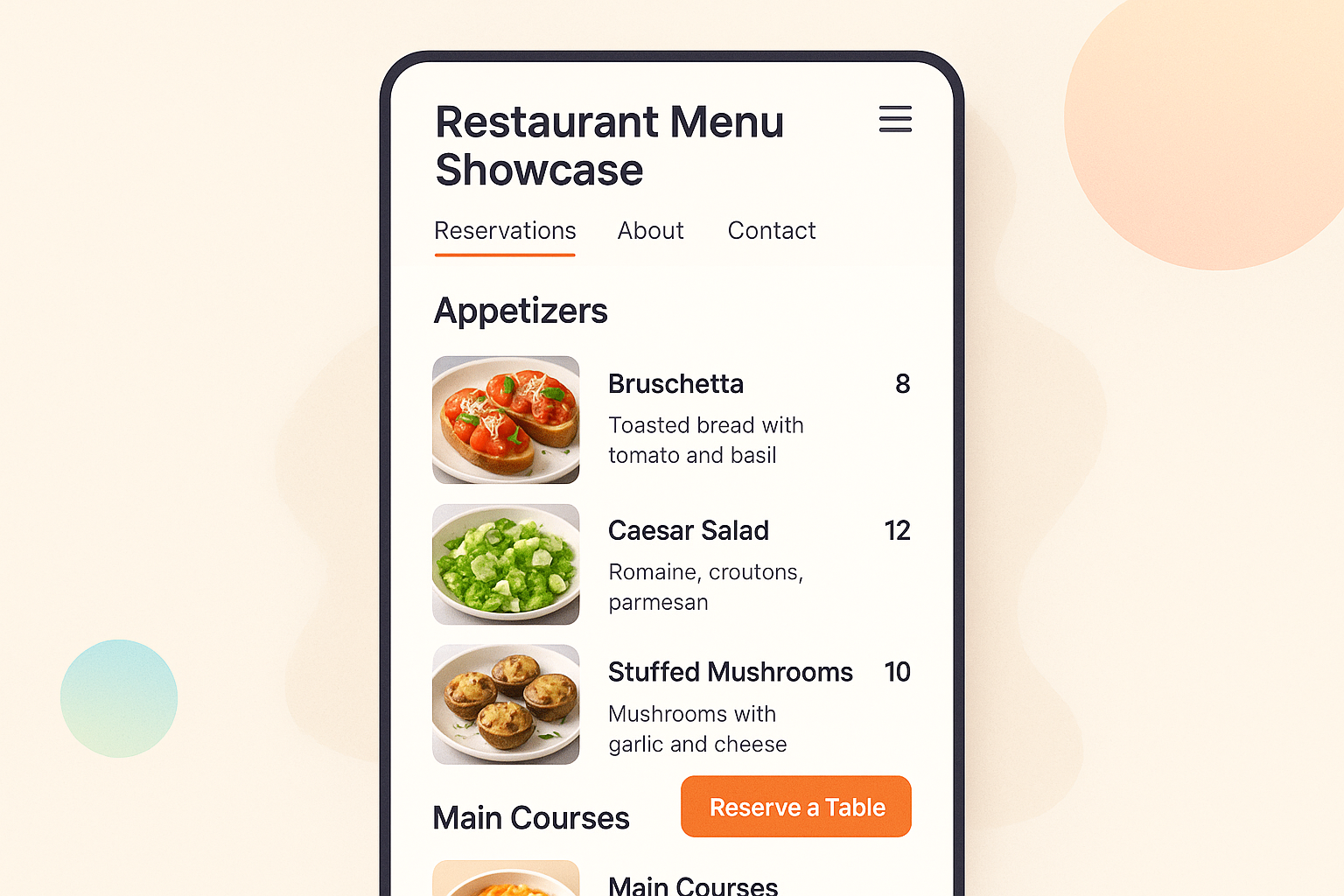 Restaurant Menu Showcase