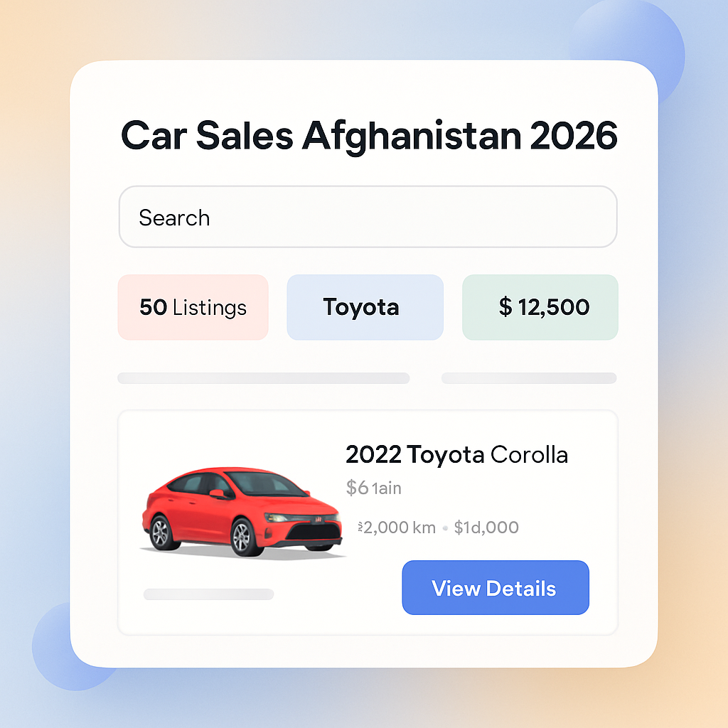 Car Sales Afghanistan 2026