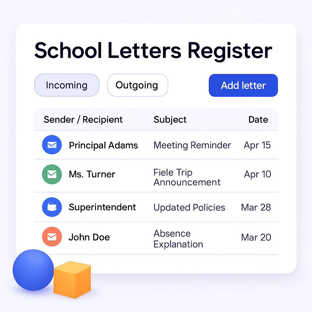 School Letters Register