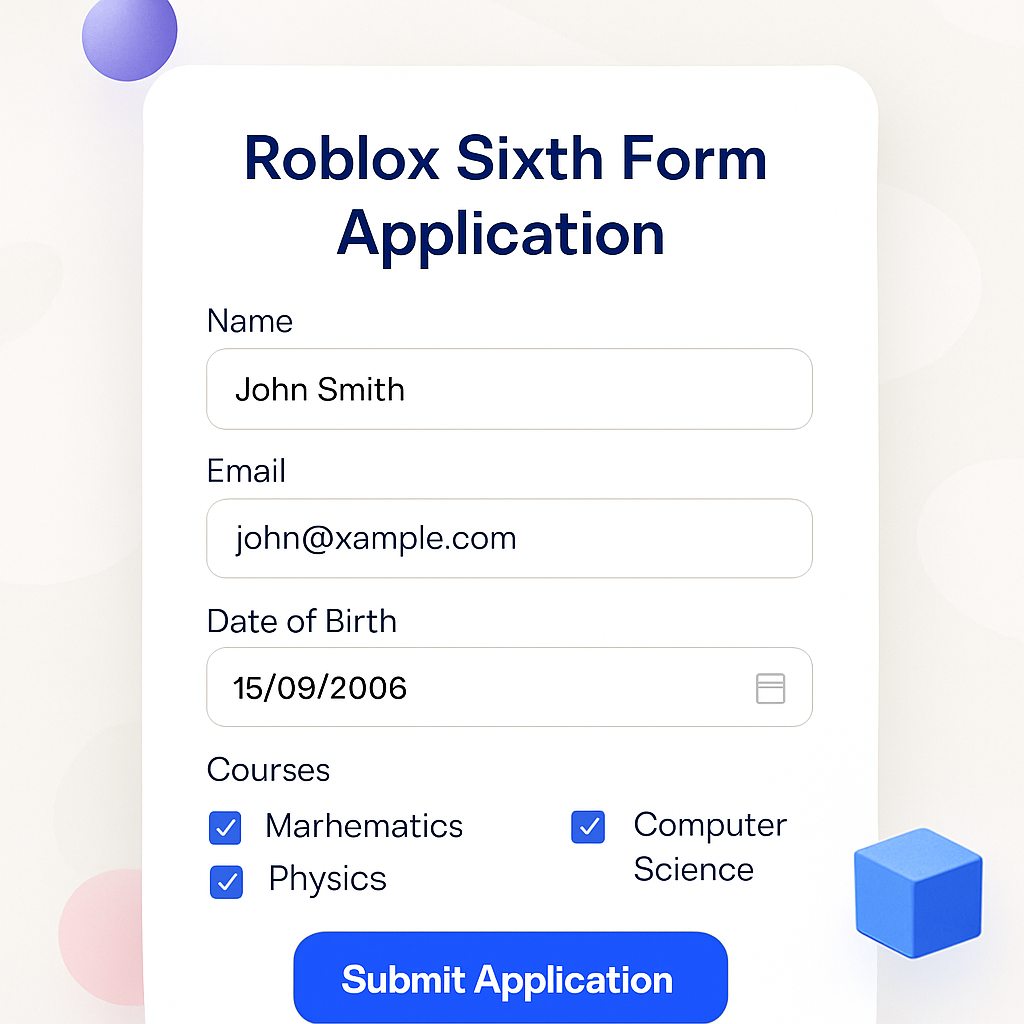 Roblox Sixth Form Application